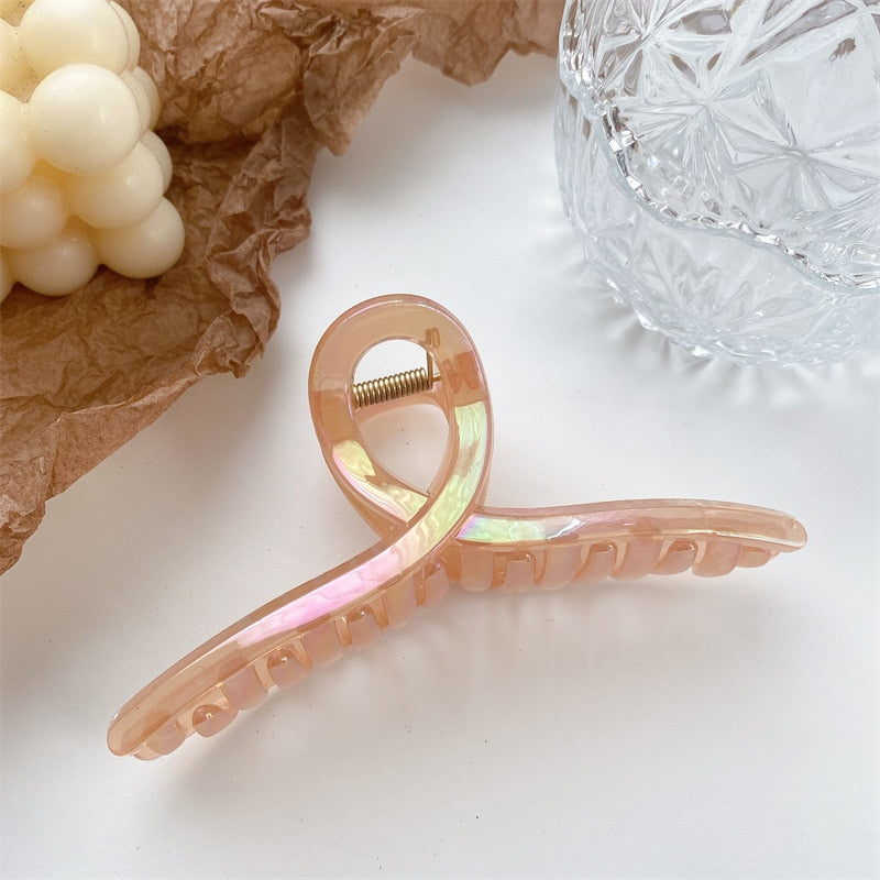 New 13cm Oversized Hair Claw Shark Clips Shiny Colorful Cross Grab Clip Womans Girl Elegant Ponytail Hairpin hair Accessory